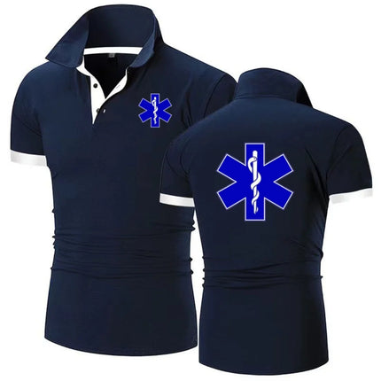 EMT Paramedic Emergency Medical Services polo shirt Men Casual T-shirt High Quality matching color cotton Men's Lapel shirt top
