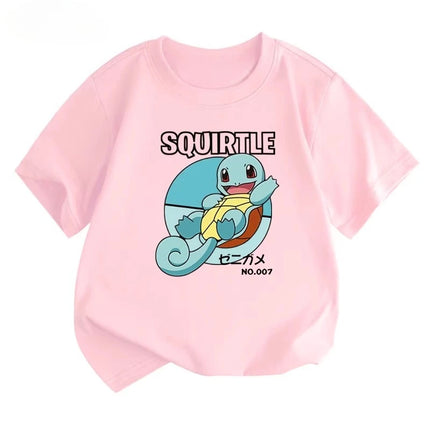 2026 Summer Pokemon Squirtle Cool Sunglasses Print T-Shirt 100% Cotton Oversized Couple & Family Tee for Travel Game & Sports