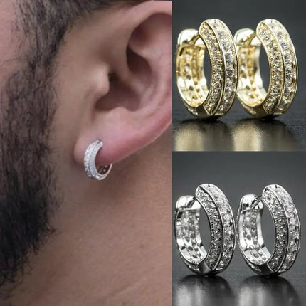 Hip Hop Ice Out Sparkling Round Inlaid Zircon Hypoallergenic Earrings for Men Women Fashion Cool Punk Rock Party Jewelry