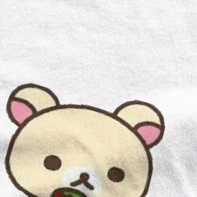 Leisure Rilakkuma Strawberries T-Shirts Women Round CollarT Shirts Animal Bear Short Sleeve Tees Women Tops