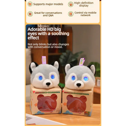 Intelligent AI early education plush Husky chat partner, 66 international languages, holiday gift giving friends