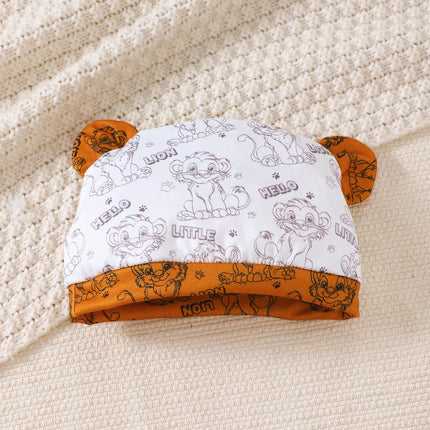 0-18 Month old Baby Boy Set Cartoon Lion Print Top, Pants, Hat Three Piece Set, Newborn Baby Boy Summer Fashion Set