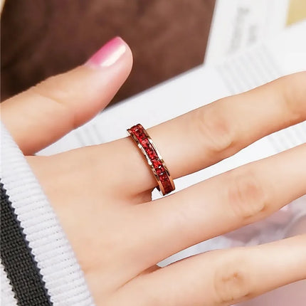 Stainless Steel Stackable Colorful CZ Eternity Ring Wedding Band for Women Girl Size 3-10