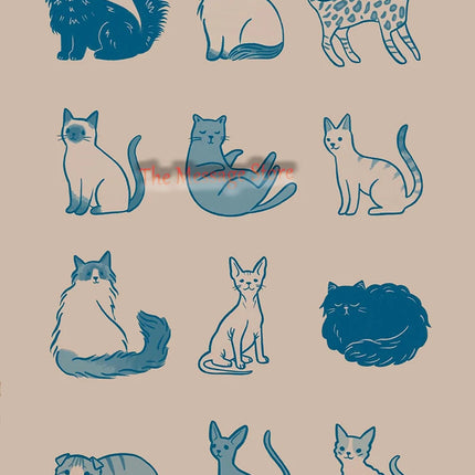 Funny Cats Cartoon Minimalist Drawing Lazy Cat in Bed Cozy Bedroom Pets Lovers Poster Canvas Painting Wall Pictures Home Decor