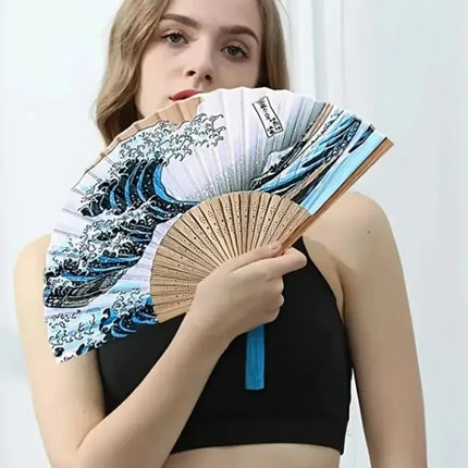 Handheld Folding Ancient Style Fan, Portable And Beautiful, With Tassel To Enhance Atmosphere, Great Prop For Photos