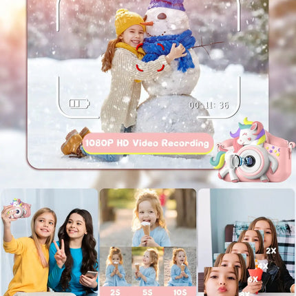 Kids Mini Camera 20.0 MP 1080P HD Digital Camera 2.0" Screen Camcorder Toy With 32GB Card For 6-12 Years Birthday Gifts