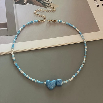 New Fashion Candy Color Choker Necklace for Women Girl Love Heart Square Geometric Short Necklace Seed Bead Neck Jewelry 2026