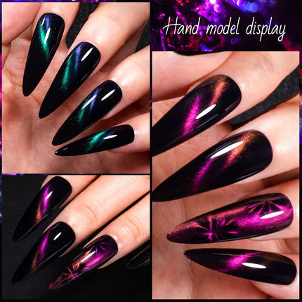 MEET ACROSS 8ml Magnetic Nail Polish Dubble Light Cat Eye Gel Nail Polish Semi-permanent Nail Polish Without Lamp Wave Polish