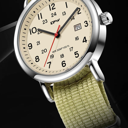 2026 TPW Field Watch Easy Reading Fabric Strap 24 Hours Display Quartz Movement Day function