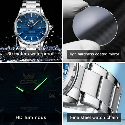 OPK Brand Men's Wristwatch Calendar Display Stainless Steel 6037