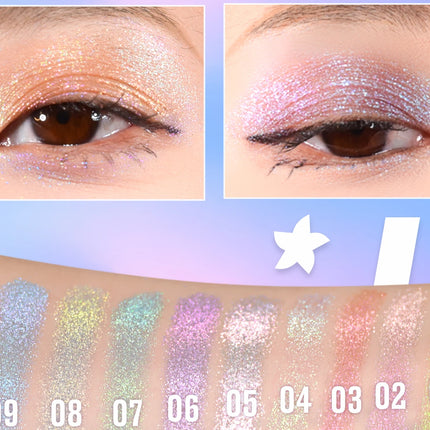 JUR MORNIER 9 Color Multichrome Eyeshadow Palette Shimmer Chameleon Eye Shadow Waterproof Vegan Cruelty Free Eye Makeup