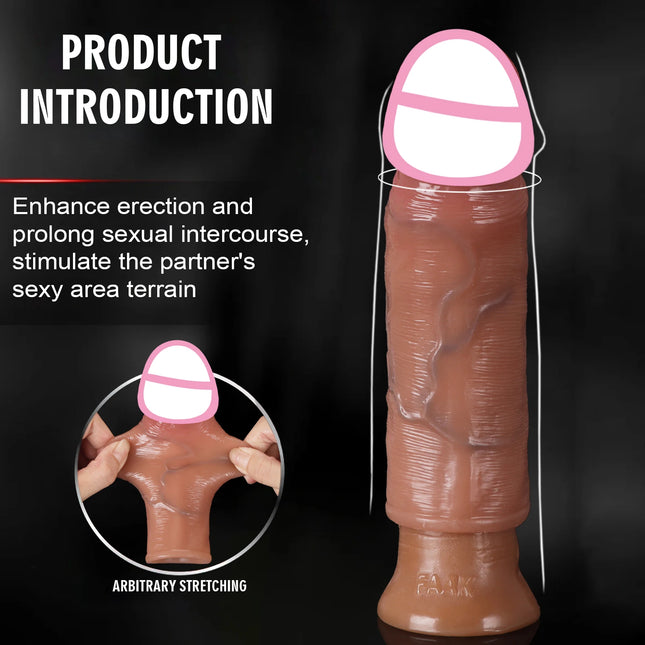 Hollow Penis Ring Male Soft Realistic Thicken Penis Sleeve Delay Ejculation Adult Sex Toys Penis Enlargenmen extender For Men
