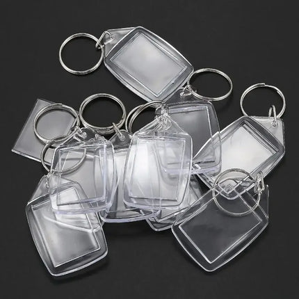 1-50pcs Transparent Acrylic Blank Insert Keychain Round Sauqre Photo Picture Frame Rectangle Keyring Holder DIY Split Ring Gifts