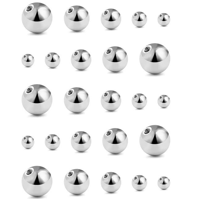 WKOUD 14G 16G Replacement Balls Surgical Steel Externally Threaded Piercing For Nipple Tongue Belly Lip Septum Rings Barbell