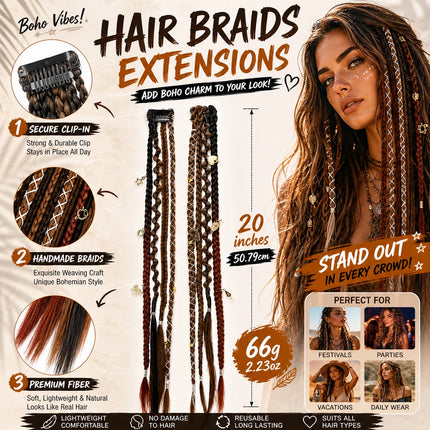 Synthetic Bohemian style clip braid hair extension wig women braided twist braid hair accessories hair extension wig