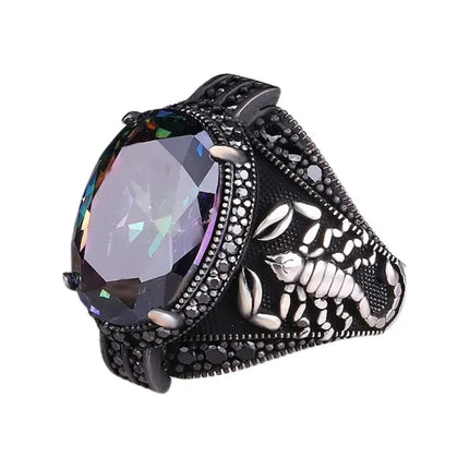 2024 New Creative Cat's Eye Alloy Casting Rings for Men Tiktok Europe and America Gothic Rock All-around Eyeball Simple Jewelry