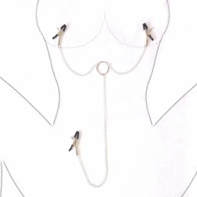 Breast Clamp Nipple Clip Sex Toy with Chain Fetish Sextoy Stainless Steel Metal Sex Slaves SM Kit 3 Clips 3 Chains Set
