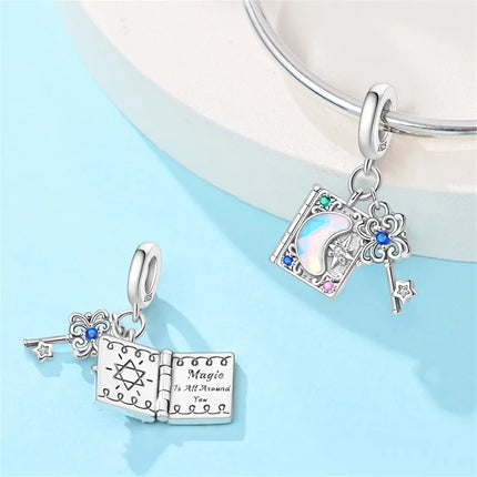 Original 925 Sterling Silver Charms Beads Cute Mushroom Unicorn Love Wings Pearl Charm for Bracelet Pendant Woman Girl Jewelry