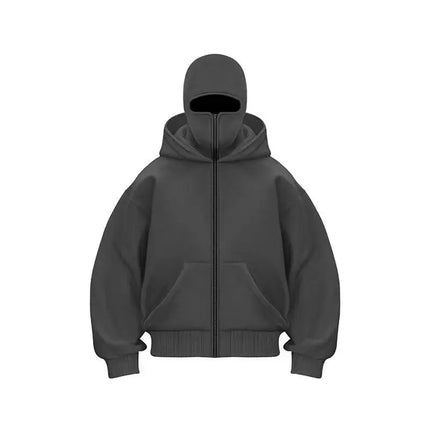 Men and Women Balaclava Y2K Gothic Harajuku Winter New Item Double Hooded Sweatshirt Men's Hooded Mask Zipper Sportswear