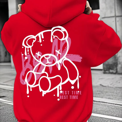 2026 hit product - Hooded plush bear patterned top - Fall fashionable urban outdoor style cool clothing