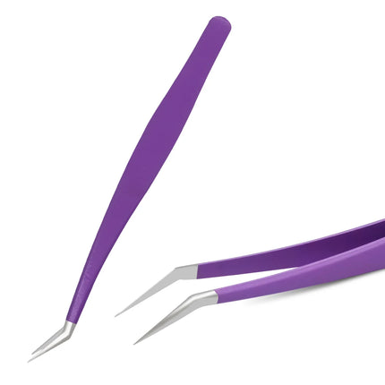 1PC Eyelashes Tweezers Stainless Steel Curved Straight Superhard Tweezers High Precision Anti-static Tweezers for Eyelashes