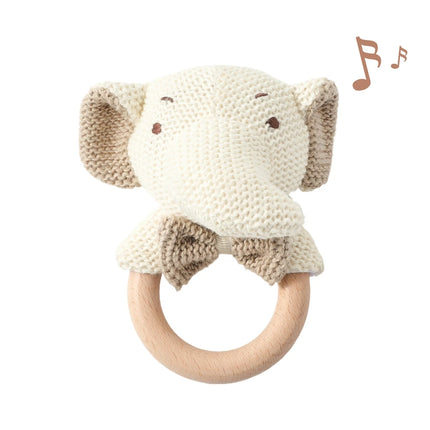 1PC Baby Rattle Toys Crochet Animal Cute Bear Toys Kawaii Wooden Teether Baby Cartoon Mobile Crib Wooden Newborn Rattle Toys