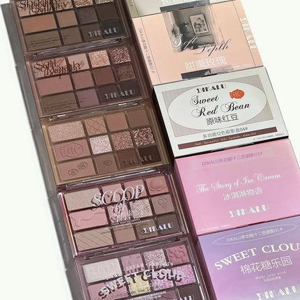12Color Pink Brown Eye Shadow Tray Pearl Glitter Earth Matte Chocolate Eyeshadow Palette Korea Low Saturation Eye Pigment Makeup