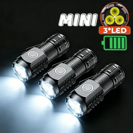 Portable Mini 3 LED Handheld Flashlight Powerful Fingertip Torch Outdoor Waterproof Hiking Camping Flash Light with Pen Clip
