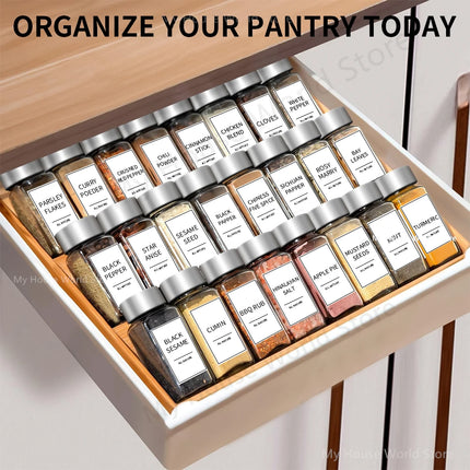 Glass Spice Jars with Stainless steel Spice Seasoning Containers Salt Pepper Shakers Spice Organizer Biodegradable Spice Jar Set