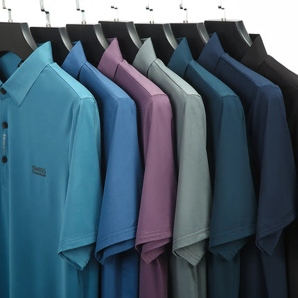 Breathable Men's Polo Shirts Solid Color Embroidered Logo Short Sleeve Casual Sports Summer Top