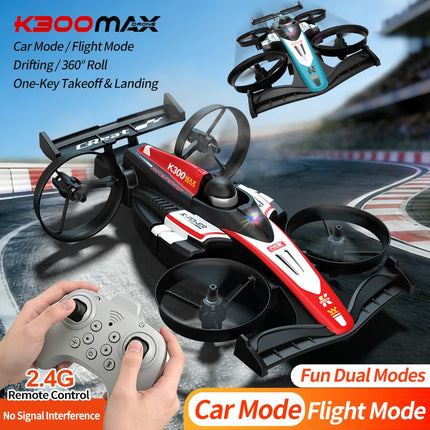 RC UAV Flying Drift Cars 2-in-1 Quadcopter and Mini Racing Car for Boys Kids Electric Deformable Toy Gift for Air and Ground Pla