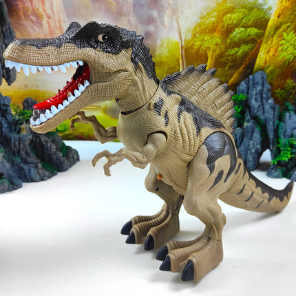 Electric Walking Dinosaur Robot Toy with LED Lights And Sounds Spraying Function Mechanical Model for Kids Birthday Gifts