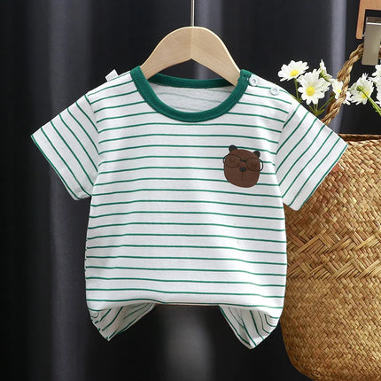 2025 Cotton Children Top For Summer 0-4Y Baby Clothes Cartoon Bears Graphic T Shirts Boys Wear Tees Kids Girls Clothes Korean