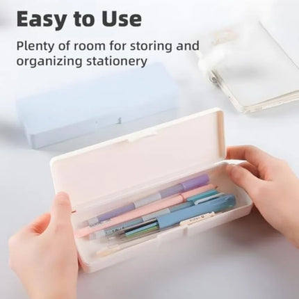 Pencil Box, 4 Pack Hard Pencil Case with Snap-Tight Lid, Stackable Plastic Crayon Box for Marker, Large Capacity School Office