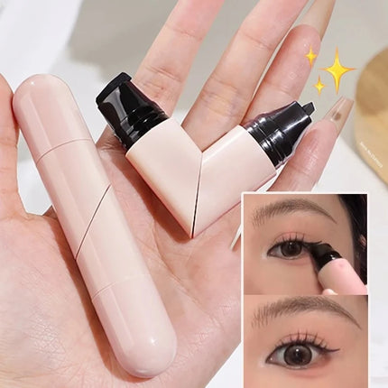 1Pc Rotate Eyeliner Stamp Integrated Dual-Tip DIY Eyeliner Wing Stencil Waterproof Smudge-Proof Longwear Liquid Pens Black Brown