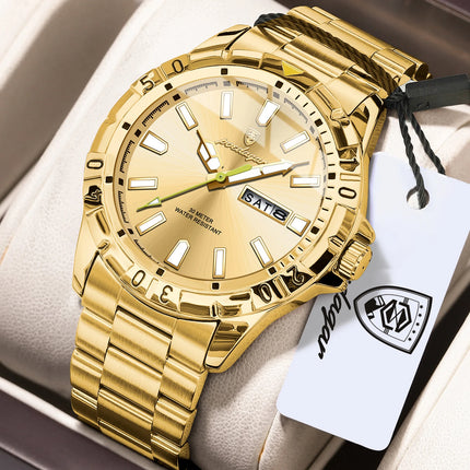 POEDAGAR Business Man Watch Waterproof Luminous Date Week Men Watch Sports Male Wristwatch Stainless Steel Men's Quartz Watches