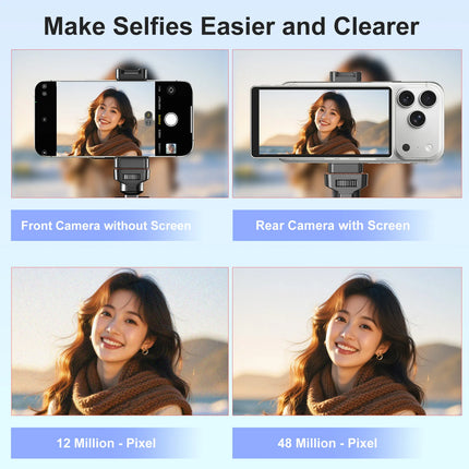 Magnetic Vlog Selfie Monitor Screen for iPhone 15 16 17 Pro Max Wireless Back Camera Display Touch Screen Zoom Shutter Control