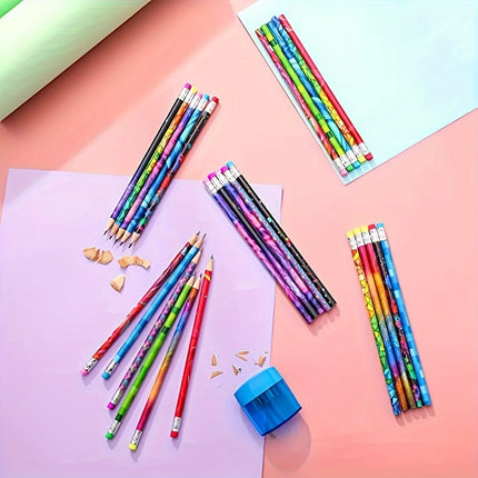 30/60pcs Wooden Pencils with Erasers: Sketching Pencils for Students, Combination Pencils for Writing, School Supplies, Statione