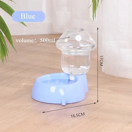 New Cat Pet Automatic Feeder Water Dispenser Cute Mushroom Large Capacity Food Container Pet Bowl Water Storage Device Supplies