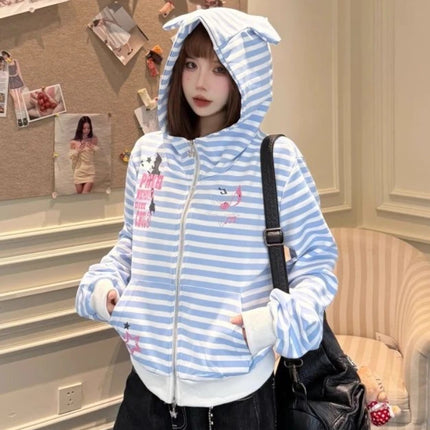 Gothic Y2k Coats Harajuku Gothic Women Hooded Zip Up Patchwork Japanese Fashion Sweatshirts Slim Gyaru Grunge Autumn Jackets