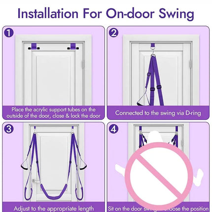 CKQU S&M Purple Sex Swing with Sponge Cushion Door Swing Sex Position Enhancer for Couples Unlock More Intimate Moments