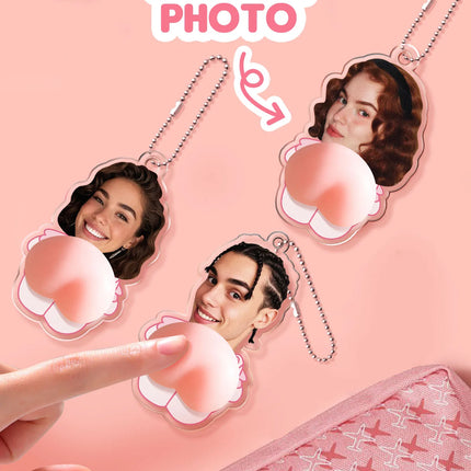 Custom Face Keychain with Soft Squishy Butt Personalized Funny Photo Key Ring Unique Gift for Friends