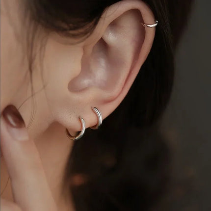 2024 New Simple Stainless Steel Small Hoop Earrings for Women Men 5mm To 15mm Round Cartilage Ear Piercing Unisex Jewelry Gift