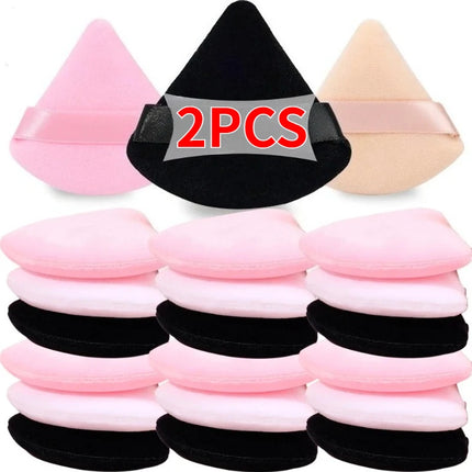 Short-pile Triangle Velvet Powder Puff Face Make Up Eyes Contouring Shadow Cosmetic Washable Mini Velvet Foundation Puffs Women
