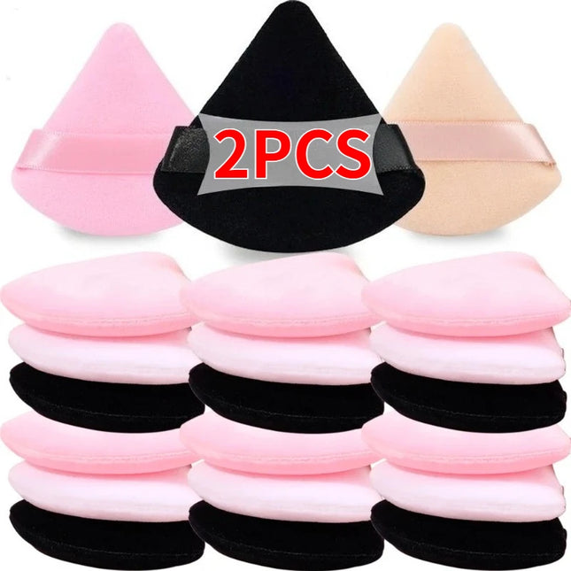 Short-pile Triangle Velvet Powder Puff Face Make Up Eyes Contouring Shadow Cosmetic Washable Mini Velvet Foundation Puffs Women