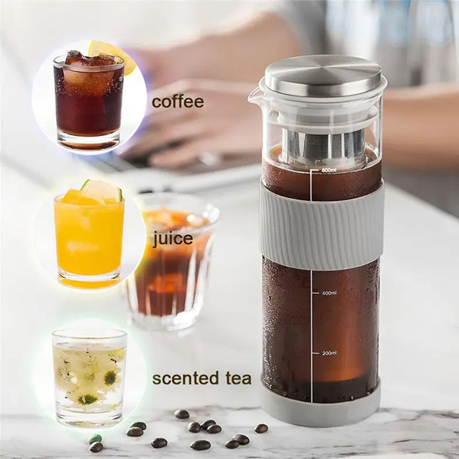AEE2-Airtight Cold Brew Coffee Maker & Tea Infuser - 800Ml Glass Carafe Pitcher For Iced Coffee Brewing,Glass Coffee Pot