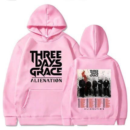 Three Days Grace Alienation Tour 2025 Hoodies Street Style Long Sleeve Cotton Sweatshirts for Women with Hat Print Design