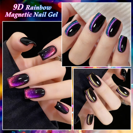 7ml 9D Rainbow Magnetic Gel Nail Polish Aurora Effect Nails Semi Permanent Soak Off UV LED Gel Varnish Nail Art Nail Supplies