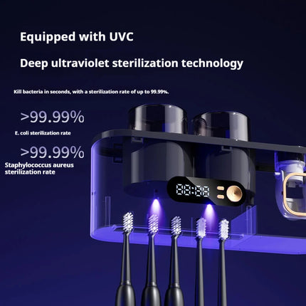 HOMEFISH Portable UV Toothbrush Sterilizer Holder Rechargeable Wall Mounted Wireless Electric Toothbrush Dryer