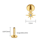 Gold 1.2x5x4.5mm / Earrings / Ears|Star